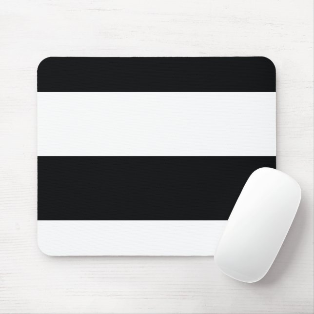 Black and White Simple Extra Wide Stripes Mouse Pad (With Mouse)