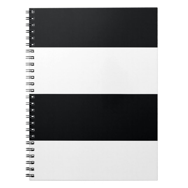 Black and White Simple Extra Wide Stripes Notebook (Front)