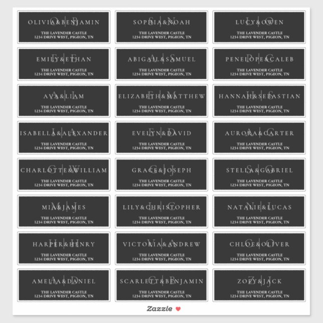 Black and White Simple Formal Wedding Address (Sheet)