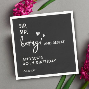 Black and White Simple Funny Custom Birthday Napkin