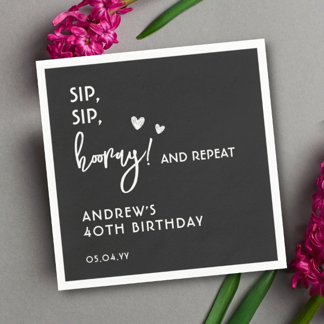 Black and White Simple Funny Custom Birthday Napkin (Creator Uploaded)