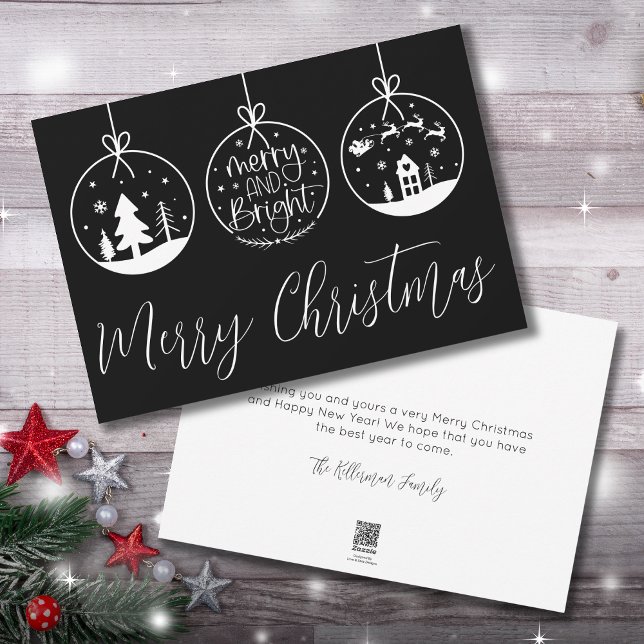 Black And White Simple Merry Christmas Holiday Card (Black And White Simple Merry Christmas Holiday Card)