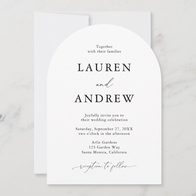 Black and White Simple Minimalist 4 Wedding Invitation (Front)