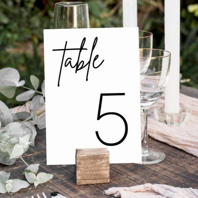 Black and White Simple Minimalist Wedding Table Table Number (Creator Uploaded)