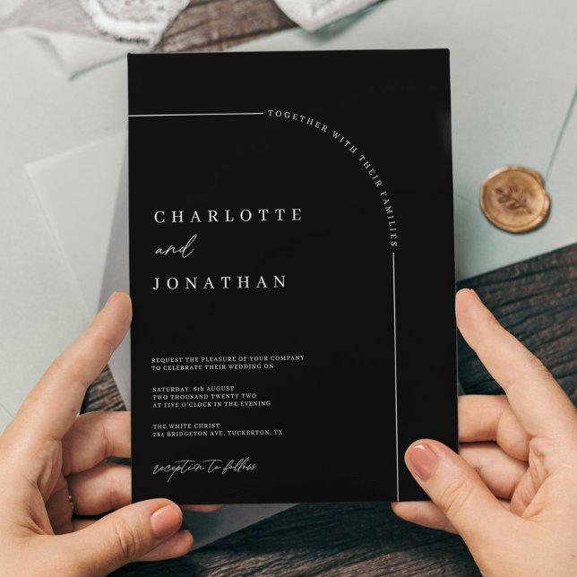 Black and White Simple Modern Arch Wedding Invitation (Creator Uploaded)