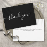 Black And White Simple Modern Elegant Script Thank You Card<br><div class="desc">Simple modern elegant black script thank you card. You can personalise with your own thank you message on the reverse or if you would prefer to add your own handwritten message simply delete the text. A perfect way to say thank you! Designed by Thisisnotme©</div>