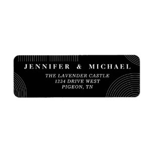 Black and White Simple Modern Geometric Wedding Return Address Label