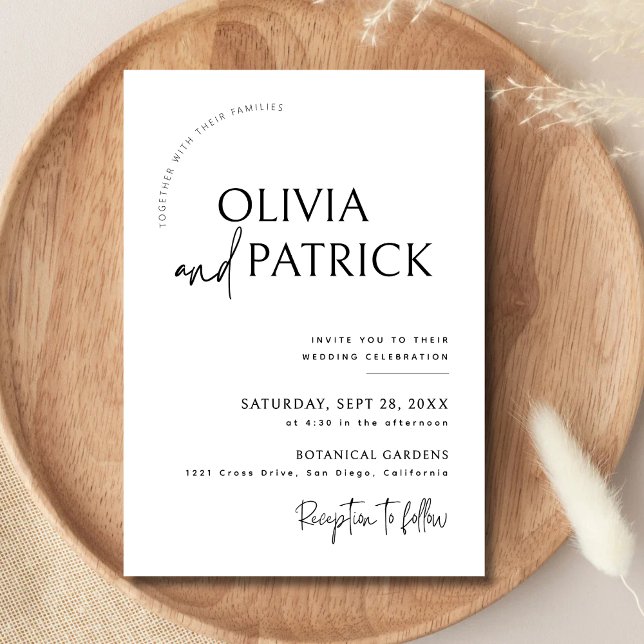 Black and White Simple Modern Minimalist Wedding Invitation (Creator Uploaded)