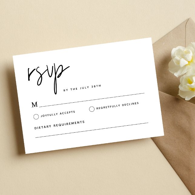 Black and White Simple Modern Minimalist Wedding RSVP Card (Creator Uploaded)
