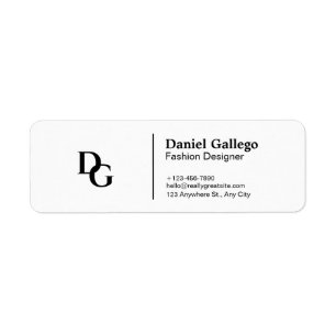 Black And White Simple Monogram Personal Return Address Label
