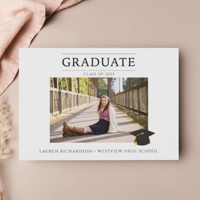 Black and White Simple Photo Graduation Party Invitation (Creator Uploaded)