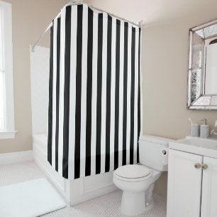 Black and White Simple Striped  Shower Curtain
