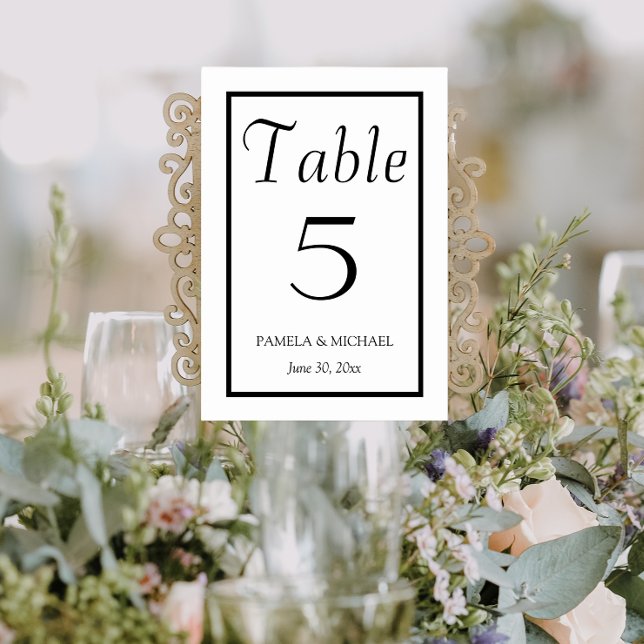 Black and White Simple Style Wedding Table Number (In Situ Wedding)