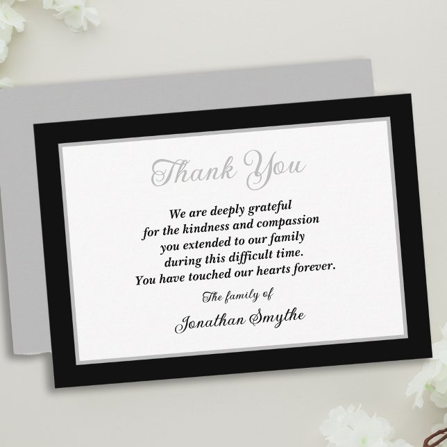 Black and White Simple Sympathy Thank You  Card (Creator Uploaded)