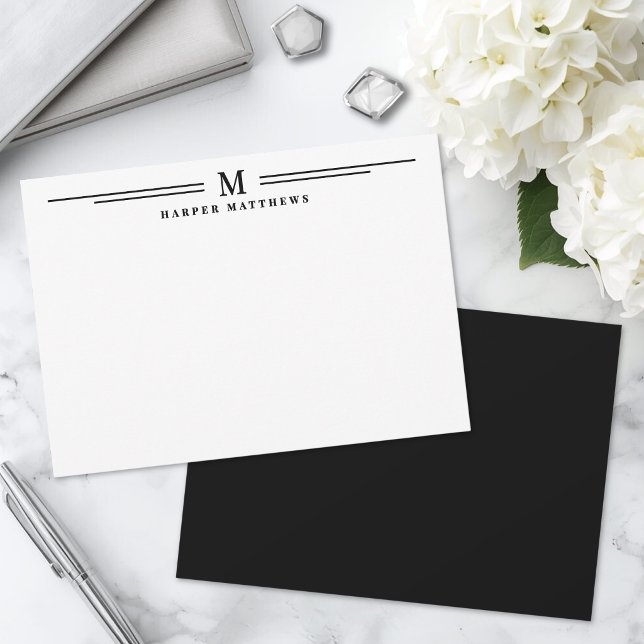 Black And White Simple Two Border Minimalist Card (Black And White Simple Two Border Minimalist Note Card)