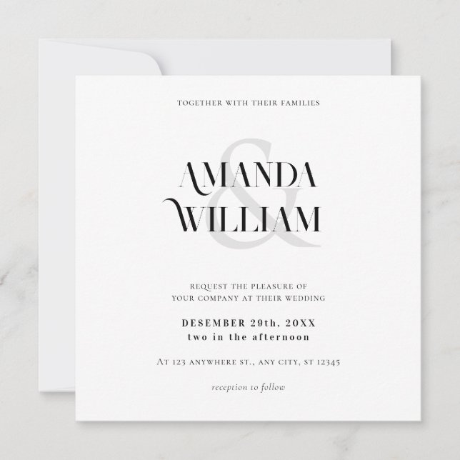 Black and White Simple Wedding Invitation (Front)
