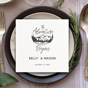 Black and White Simple Wedding Personalised  Napkin