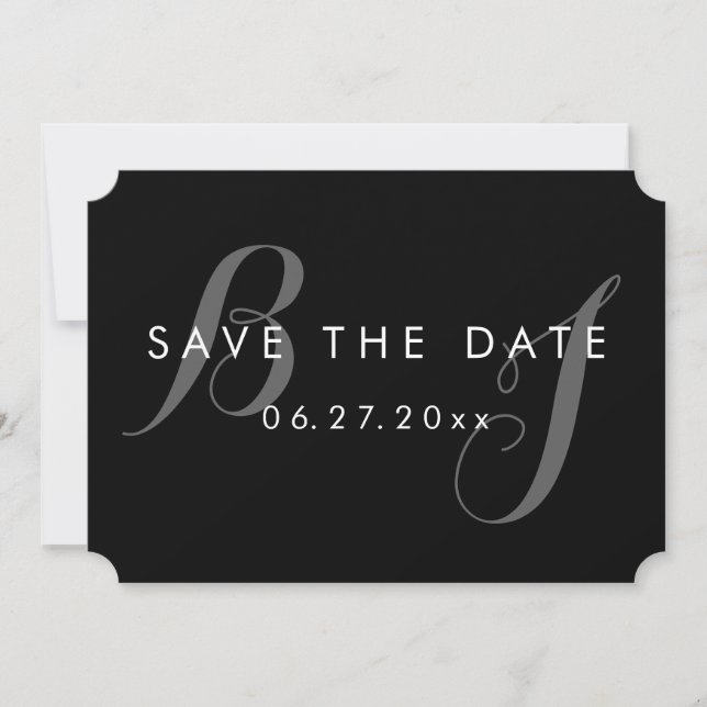 Black And White Simple Wedding Save The Dates Invitation (Front)