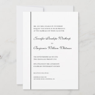Black and White Simply Elegant Wedding Invitation