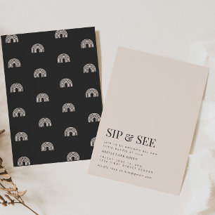 Black and White Sip & See Party Invite Rainbows