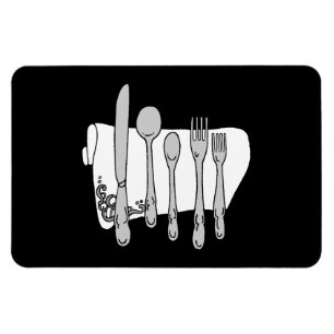 Black and White Siverware Design Magnet