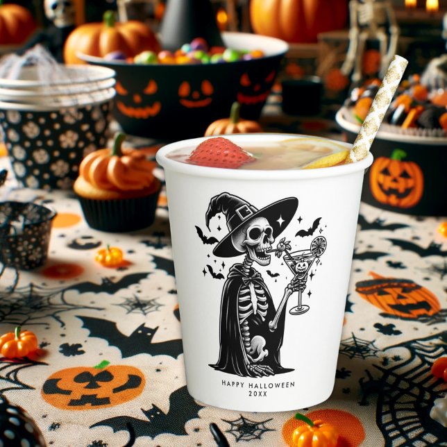 Black and White Skeleton Halloween Party Paper Cups (Black and White Skeleton Halloween Party Paper Cups)