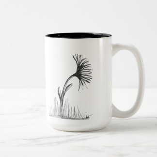 Black and White Sketch of Flower on coffee mug