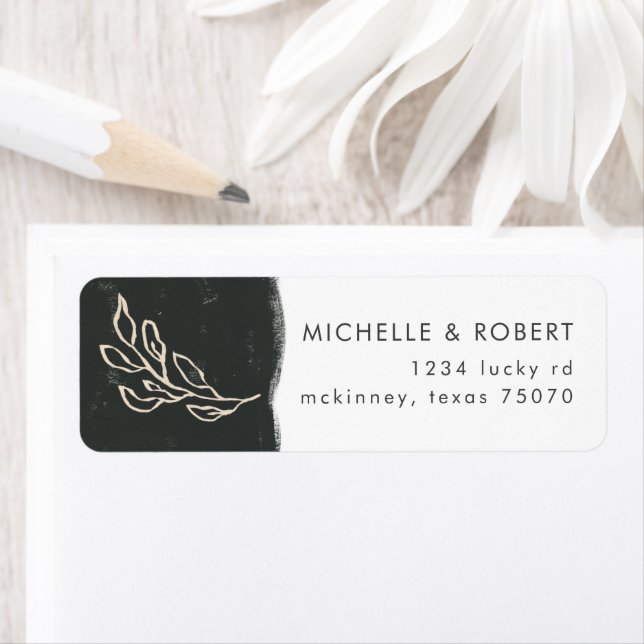 Black And White Sketched Floral Return Address Return Address Label (Insitu)