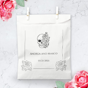 Black And White Skull Gothic Wedding  Favour Bag