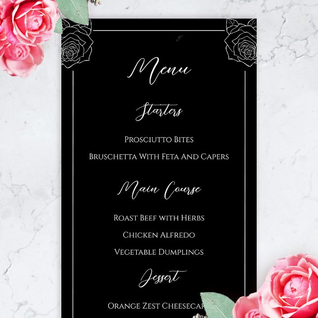 Black And White Skull Gothic Wedding Menu (Gothic Menu)