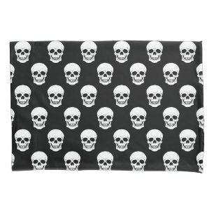 Black And White Skull Head Pattern Fun Halloween Pillowcase