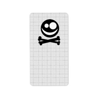 Black and White Skull. On Grey Check. Label