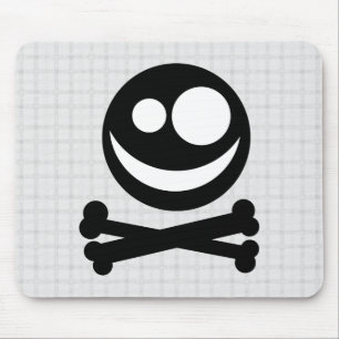 Black and White Skull. On Grey Check. Mouse Pad