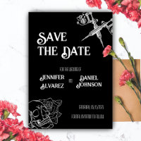 Black and White Skull Tattoo Wedding Invitation