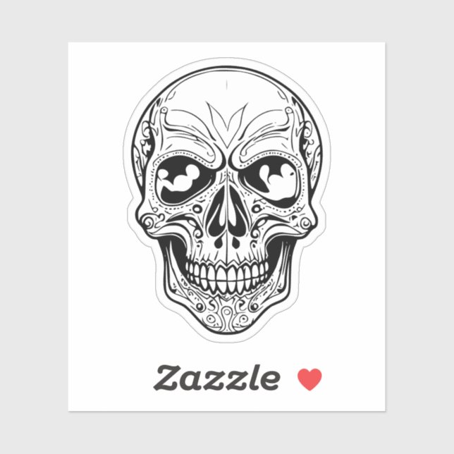 black and white skull vinyl sticker (Sheet)