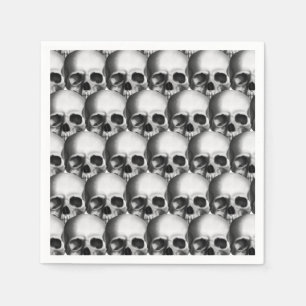 Black and white skulls napkin