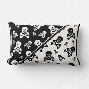 Black and White Skulls Patterned Pillow