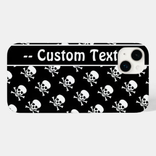 Black and White Skulls w/ Custom Text Case-Mate iPhone 14 Plus Case