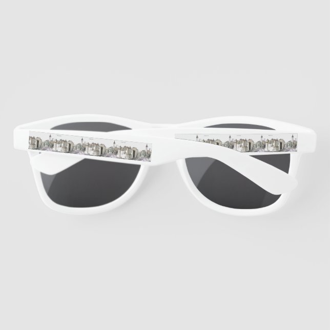 Black And White Skyline New york City Drawing Sunglasses (Back)