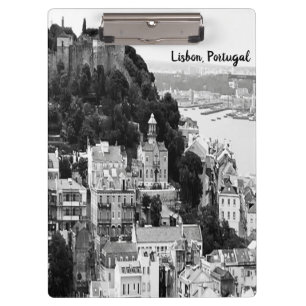 Black and White Skyline of Lisbon Portugal Clipboard