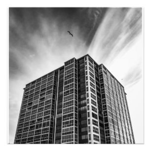 Black and White Skyscraper Wall Art Modern Print