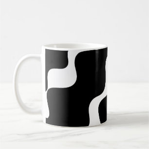 Black and white slanting waves pattern coffee mug