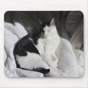 Black and White Sleeping Cat/Add Your Pet's Photo Mouse Pad