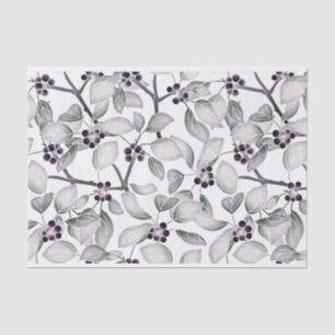 Black and White Small Grapes and Leaves Tissue Paper
