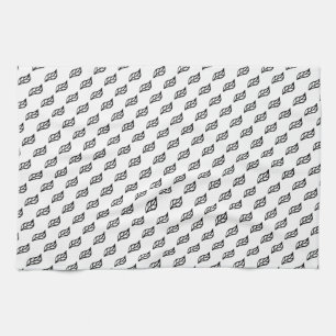 Black and white small leaves tea towel