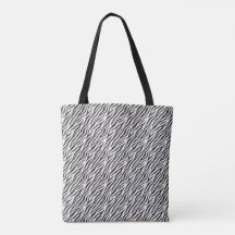 black and white small zebra stripes tote bag