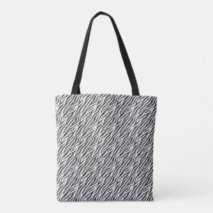 black and white small zebra stripes tote bag