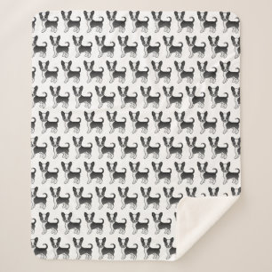 Black And White Smooth Coat Chihuahua Dog Pattern Sherpa Blanket