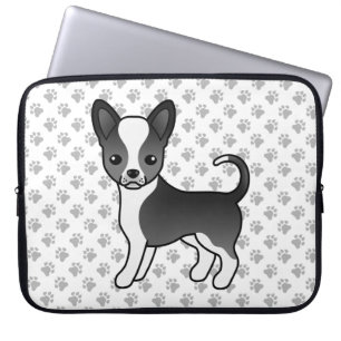 Black And White Smooth Coat Chihuahua Dog & Paws Laptop Sleeve