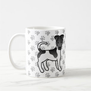 Black And White Smooth Fox Terrier Cartoon Dog Coffee Mug